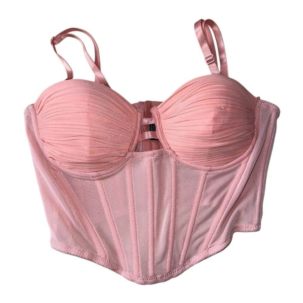 Women's Pink Boned Corset Top Spaghetti Strap S‎